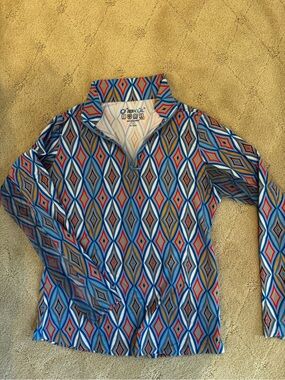 ibkul Blue Geometric Quarter-Zip Shirt